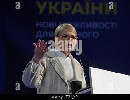 Kiev, Ukraine. Mar 29, 2019. Candidat à l'élection présidentielle ukrainienne Ioulia Timochenko vu parler pendant une campagne électorale rassemblement à Kiev. Élections présidentielles en Ukraine aura lieu le 31 mars 2019. Credit : SOPA/Alamy Images Limited Live News Banque D'Images