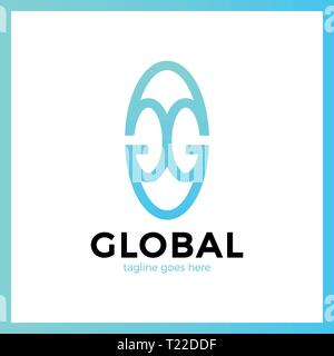 Grand groupe mondial Lettre G Logo. Logo GG Illustration de Vecteur