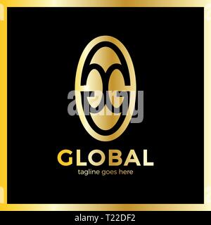 Grand groupe mondial Lettre G Logo. GG logotype. Royal de Luxe, l'or métal Illustration de Vecteur