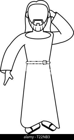 jesuschriste homme dessin animé en noir et blanc sans visage Illustration de Vecteur