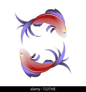 L'icône poisson mer stylisée Illustration de Vecteur