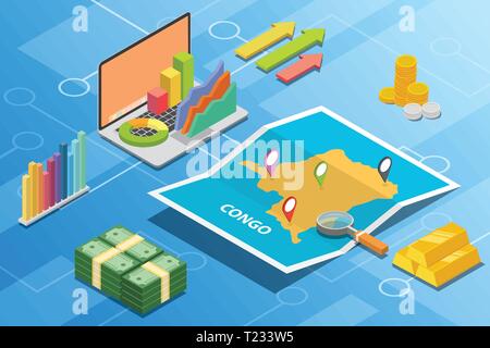 L'état de l'économie financière isométrique congo concept pour décrire la croissance des pays de l'expansion - vector Illustration de Vecteur