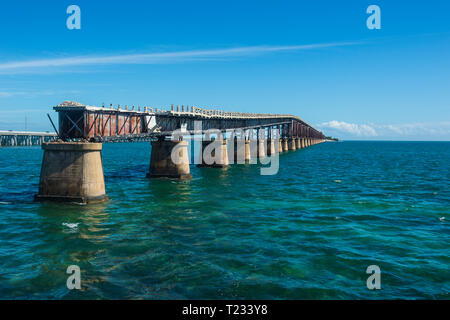 USA, Florida, Florida Keys, ancien pont ferroviaire de Bahia Honda Banque D'Images