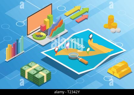 La Somalie l'état de l'économie financière isométrique concept pour décrire la croissance des pays de l'expansion - vector Illustration de Vecteur