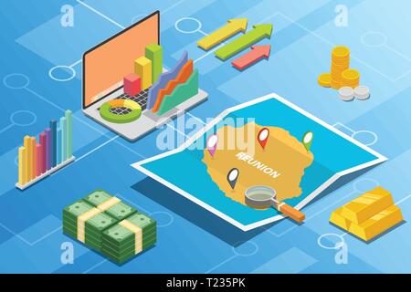 L'état de l'économie financière isométrique réunion concept pour décrire la croissance des pays de l'expansion - vector Illustration de Vecteur