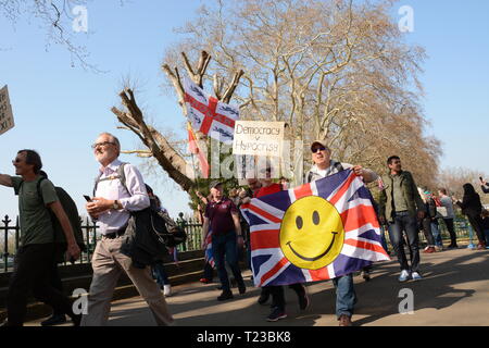 Quitter signifie quitter Rally le jour où le Royaume-Uni devait quitter l'UE - 29 mars 2019 Banque D'Images