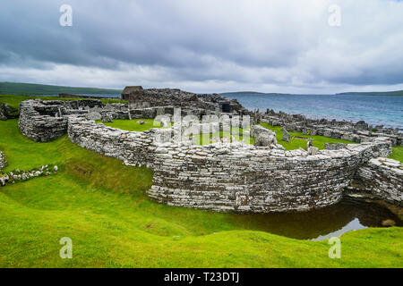 Royaume-uni, Ecosse, îles Orcades, Mainland, Broch de Gurness Banque D'Images