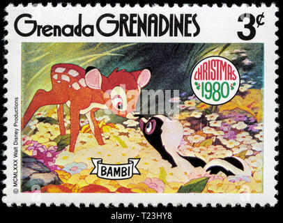 Timbre-poste de Grenade Grenadines dans la série Noël 1980 Banque D'Images