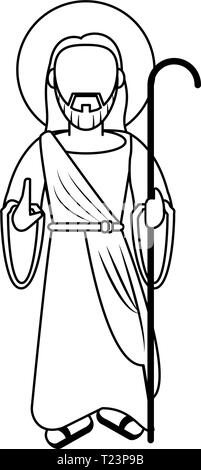 jesuschriste homme dessin animé en noir et blanc sans visage Illustration de Vecteur