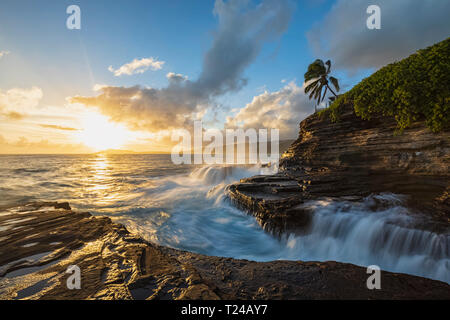 USA, Hawaii, Oahu, la Chine Wall au coucher du soleil Banque D'Images