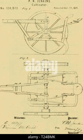 Image d'archive à partir de la page 591 du recueil d'outils agricoles, d'outils agricoles Digest breveté, brevetée aux États-Unis de l'an 1789 à juillet 1881 .. digestofagricult02alle Année : 1886 PHILIP HEWITT. Aucun cultivateur Sulky 120,43b. P.i."J&lt;d0ec. 31, 1871. Banque D'Images