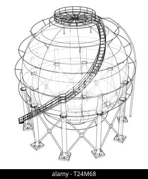 Réservoir de gaz sphérique contour. Vector Illustration de Vecteur