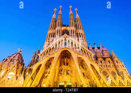 Barcelone, Espagne - 03 octobre, 2017 : Sagrada Familia est une église catholique de Barcelone, conçu par l'architecte catalan Antoni Gaudi Banque D'Images