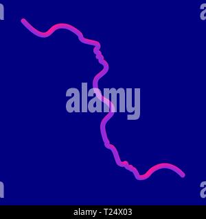Deux personnes silhouettes tirées avec une seule ligne. Vector illustration simple. Sur un fond de couleur distincte. Illustration de Vecteur
