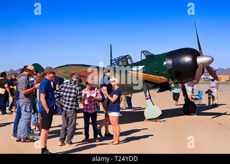 A WW2 Le Japonais Mitsubishi Zero fighter plane sur spectacle à l'Airshow de Tucson en Arizona Banque D'Images