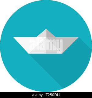 Télévision d'icône du design. Bateau de papier sur fond rond bleu. Vector Illustration. Illustration de Vecteur