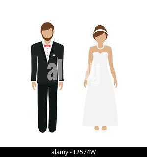 Caractère de l'homme et de la femme mariée et le marié isolé sur fond blanc vector illustration EPS10 Illustration de Vecteur