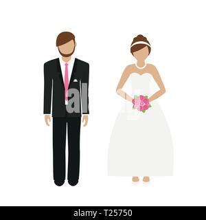 Caractère de l'homme et de la femme mariée et le marié isolé sur fond blanc vector illustration EPS10 Illustration de Vecteur