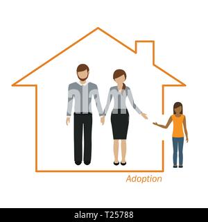 Adoption d'une fille dans une maison de famille EPS10 vector illustration Illustration de Vecteur