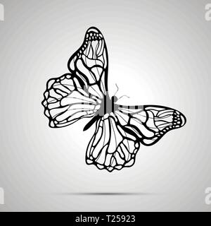 L'icône de papillon, silhouette noire détaillée Illustration de Vecteur