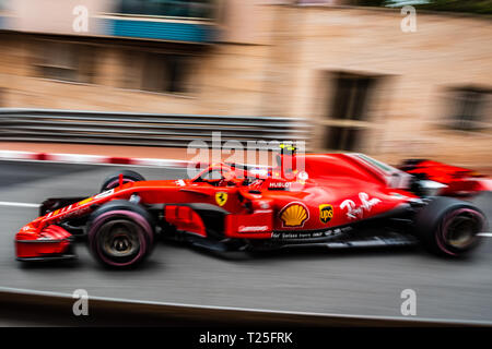 Monte Carlo / Monaco - 05/24/2018 - champion du monde # 7 Kimi Raikkonen (FIN) dans sa Ferrari SF71H au cours de la pratique de l'ouverture de l'avant de la Monaco GP 2018 Banque D'Images