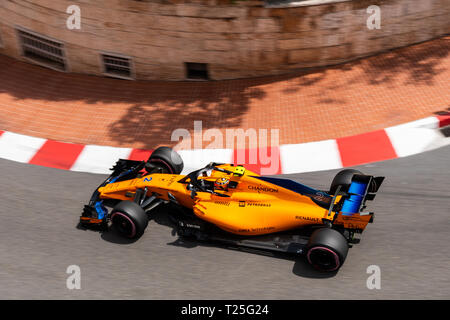 Monte Carlo / Monaco - 05/24/2018 - # 2 Stoffel Vandoorn (BEL) dans son papaya orange McLaren-Renault MCL33 pendant le jour de l'ouverture en avance sur la Banque D'Images