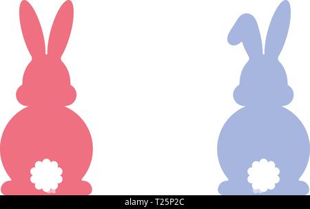 Deux silhouettes de lapin pour Pâques Illustration de Vecteur