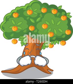 Pleurer caricature arbre orange à côté de la maison Illustration de Vecteur