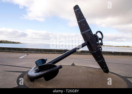 - Caernarfon Victoria Dock. 5 tonne de l'Amirauté ancre Modèle HMS Conway (Initialement lancé comme HMS Nile). Photo prise le 4 février 2019 Banque D'Images