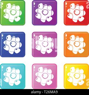 Coronavirus icons set 9 couleurs Illustration de Vecteur