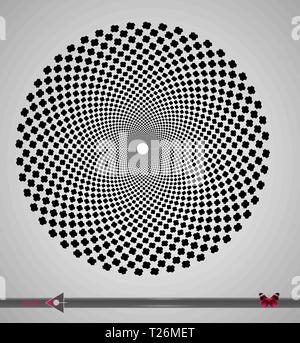 Noir et Blanc vecteur tourbillon cercles en spirale ronde abstraite Illusion d'optique. La conception d'arrière-plan géométrique abstraite. Illustration de Vecteur