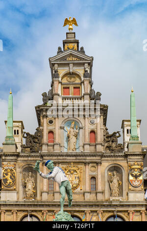 L'hôtel de ville d'Anvers se trouve sur le côté ouest de la Grand-place d'Anvers, Belgique Banque D'Images