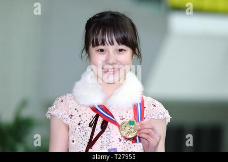 Kyoto, Japon. 30Th Mar, 2019. Sara Honda, 30 mars 2019 - Patinage Artistique : Tous les novices du Kansai de patinage artistique 2019 Novice A1 Women's patinage libre Cérémonie de remise des prix à Kyoto, Japon. Credit : Naoki Nishimura/AFLO SPORT/Alamy Live News Banque D'Images