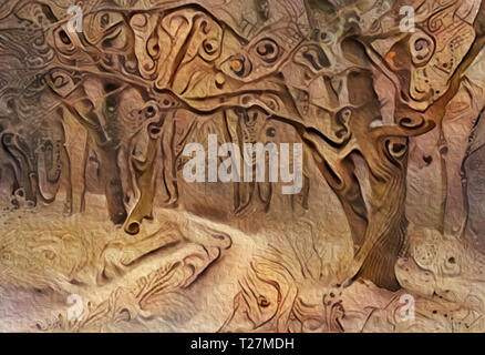 Résumé illustration numérique, diable terrible forêt. La photo décorative avec une rare et terrible sujet, provoque un état de crainte et de crea Banque D'Images