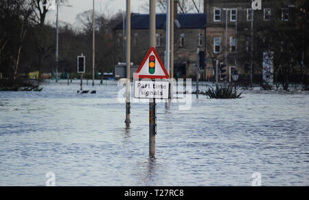 Sur les inondations dans la région de Carlisle après la tempête Castleway Desmond. , Cumbria (Royaume-Uni). Banque D'Images