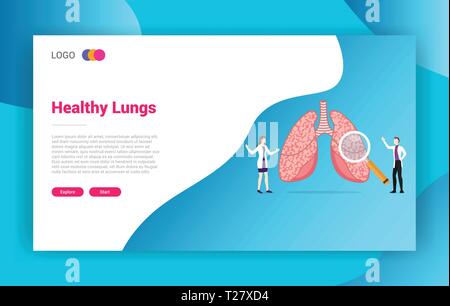 Médecin de santé pulmonaire ou poumons concept de traitement pour la conception de site web landing page gabarit - vector Illustration de Vecteur