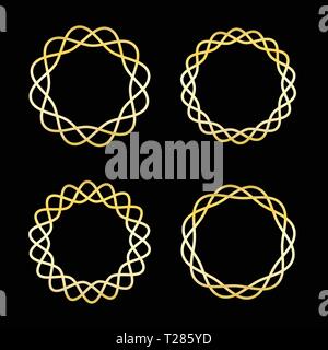 Golden vintage ronds frames. Ornements géométriques. Abstract line Illustration de Vecteur