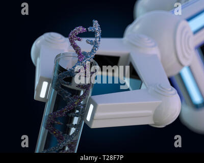 Le génie génétique, les OGM et la manipulation des gènes concept. Manipulateur. Le rendu 3D Banque D'Images