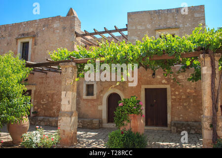 Jardin intérieur monastère d'Arkadi, Crète, Grèce Banque D'Images