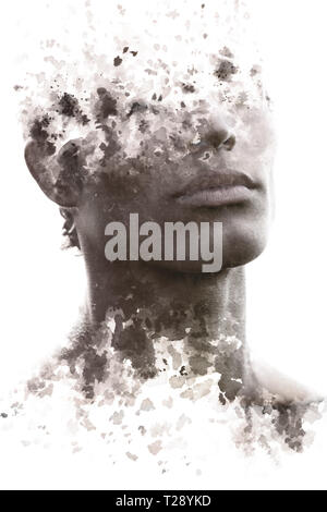 Paintography. La photographie de portrait s'harmonise avec l'œuvre originale Banque D'Images