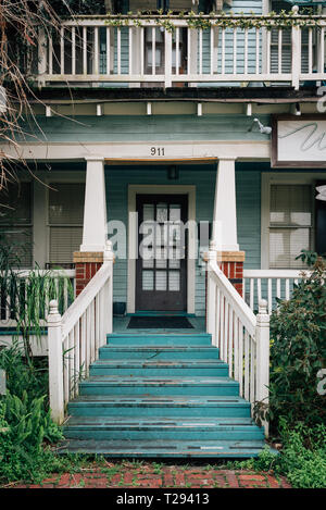 Vieille maison bleue de Galveston, Texas Banque D'Images