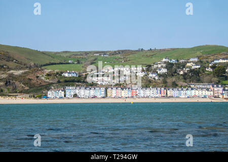 Aberdovey,Aberdyfi,resort,voir,du,Ynyslas,plage,Dovey Dyfi,et de l'estuaire de la rivière,plage,côtes,côtières,sands,Ceredigion,West Wales, Pays de Galles, Pays de Galles, Gallois, Banque D'Images