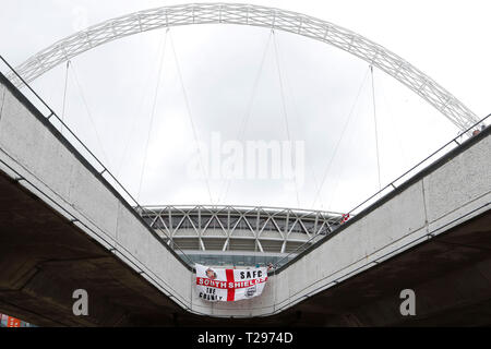 Londres, Royaume-Uni. Mar 31, 2019. Une vue générale de la situation lors du match de finale Trophée Checkatrade entre Portsmouth et Sunderland au stade de Wembley, Londres, Angleterre le 31 mars 2019. Photo par Carlton Myrie. Usage éditorial uniquement, licence requise pour un usage commercial. Aucune utilisation de pari, de jeux ou d'un seul club/ligue/dvd publications. Credit : UK Sports Photos Ltd/Alamy Live News Banque D'Images