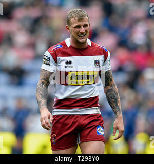 Wigan, UK. Mar 31, 2019. 31 mars 2019, DW Stadium, Wigan, Angleterre ; Betfred Super League rugby, Wigan Warriors contre des dragons Catalans ; Dom Manfredi de Wigan Warriors : Action Crédit Plus Sport Images/Alamy Live News Banque D'Images