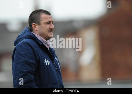 Wakefield, Royaume-Uni. Le 31 mars 2019. Fusée Mobile Stadium, Wakefield, Angleterre ; Rugby League Super League Betfred, Wakefield Trinity vs Salford Red Devils ; Wakefield Trinity Coach Chris Chester. Credit : Dean Williams/Alamy Live News Banque D'Images