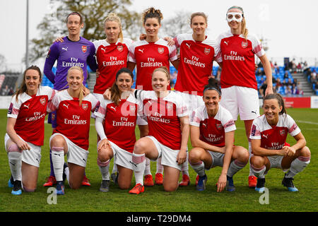 Solihull, Royaume-Uni. Mar 31, 2019. SOLIHULL, ANGLETERRE - 31 mars : photo de l'équipe d'Arsenal au cours de la FA Women's Super League football match entre Birmingham City contre Arsenal femmes Femmes à Solihull Moors FC, Damson Park le 31 mars 2019 à Solihull, Angleterre. Action Crédit : Foto Sport/Alamy Live News Banque D'Images