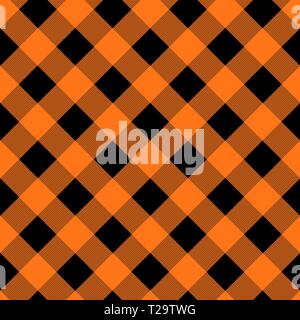 Orange et Noir Tartan Houndstooth Seamless Vector Pattern Tile. Arrière-plan de l'Halloween. Impression textile haute couture. Vérifier la texture de la Dent de chien en tissu. Pa Illustration de Vecteur