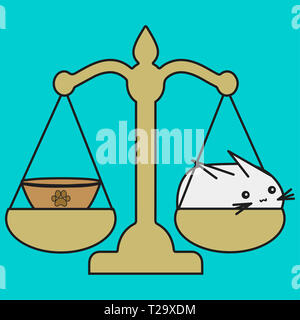 Bunny Balance signe du zodiaque en style cartoon. illustration sur un fond de couleur. Banque D'Images