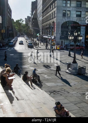 Depuis les marches de l'Arrondissement Mairie d'Brooklyn Heights Brooklyn NY NY Banque D'Images