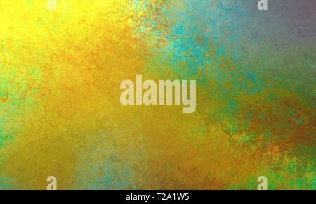 Or jaune brillant orange et bleu vert color splash avec texture sur abstract colorful background design Banque D'Images